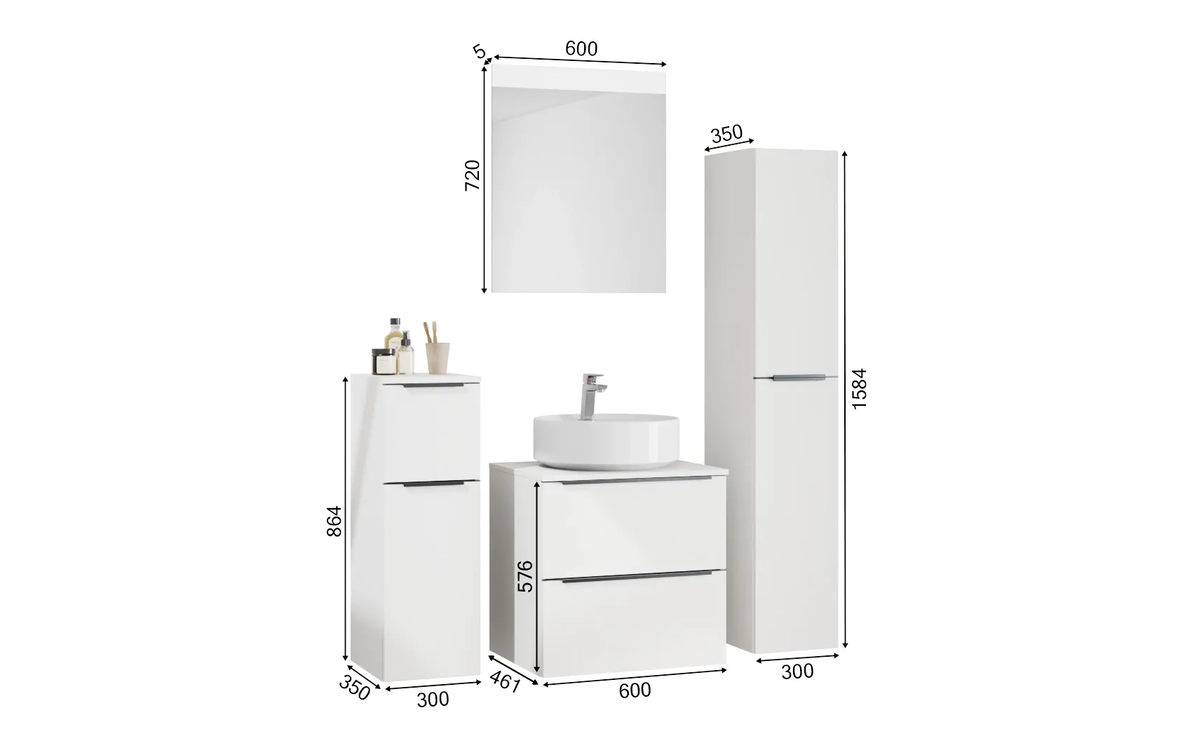 Nobilia SPA Ensemble meuble vasque avec miroir et meubles d'appoint 1