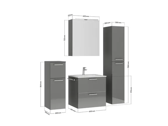 Nobilia SPA Badkamerblok met spiegelkast en bijbehorende meubels 4