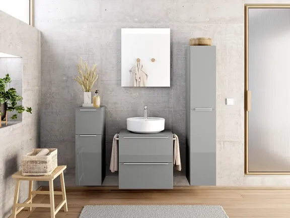 Nobilia SPA Badblock mit Flächenspiegel und Beimöbeln