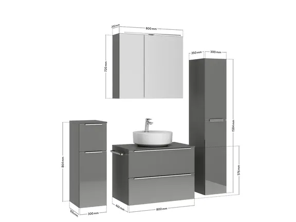 Nobilia SPA Bathroom block with mirror cabinet and ancillary furniture 4