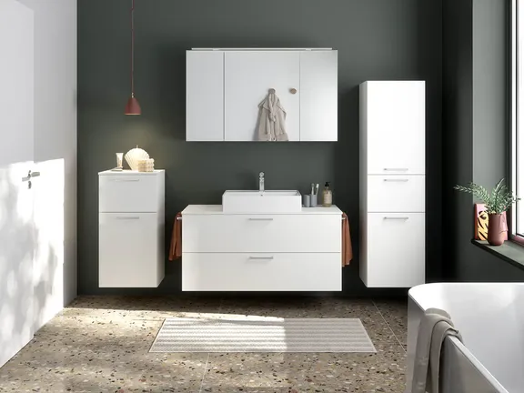 Nobilia SPA Bathroom block with mirror cabinet and ancillary furniture