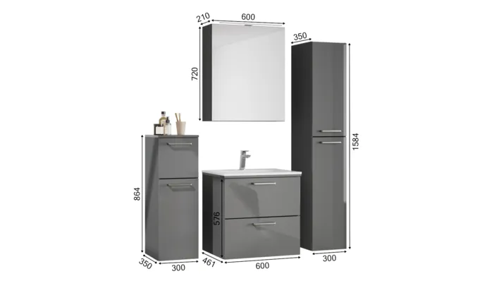 Nobilia SPA Badblock mit Spiegelschrank und Beimöbeln 1