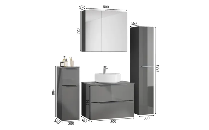 Nobilia SPA Badblock mit Spiegelschrank und Beimöbeln 1