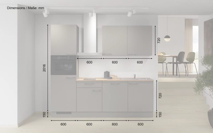 Nobilia SPA Rechte keuken 240 cm met apparaten planning 1 5