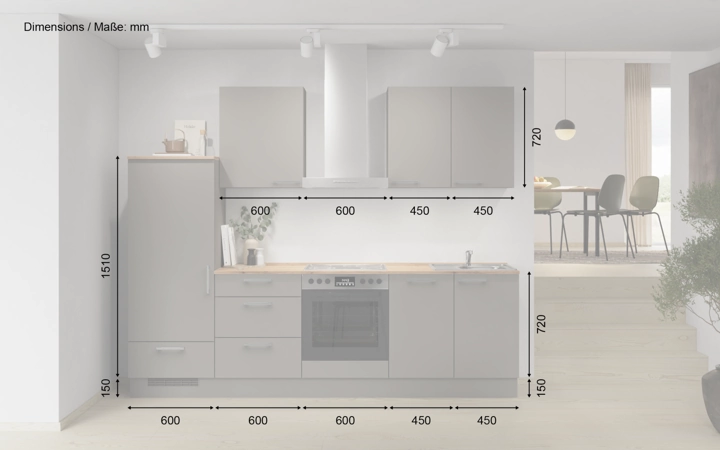 Nobilia SPA Rechte keuken 270 cm met apparaten planning 14 5