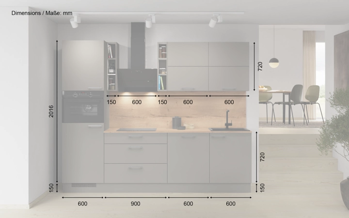 Nobilia SPA Rechte keuken 270 cm met apparaten planning 3 5