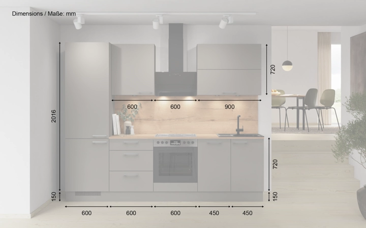 Nobilia SPA Galley kitchen 270 cm with appliances planning 5 5