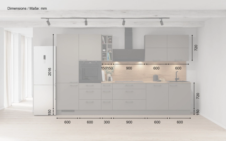 Nobilia SPA Cuisine linéare 360 cm électroménagers inclus planning 8 5